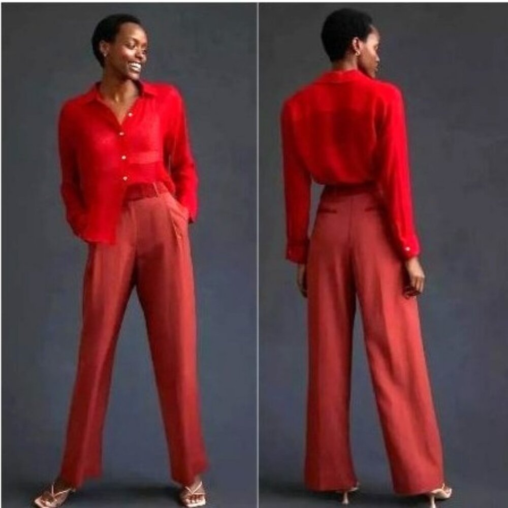 NWT ANTHROPOLOGIE TINY Noreen Trousers Dress Pants 10 Straight Leg High Waist